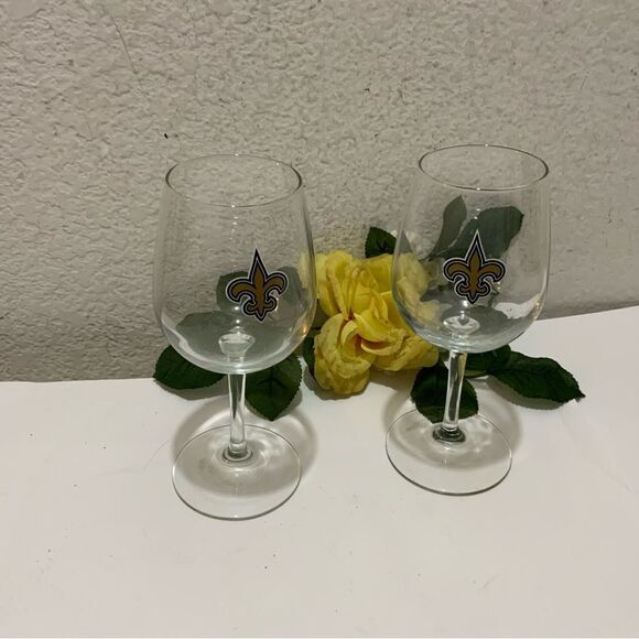 New Orleans Saints NFL Wine Glasses 2 - Picture 1 of 4